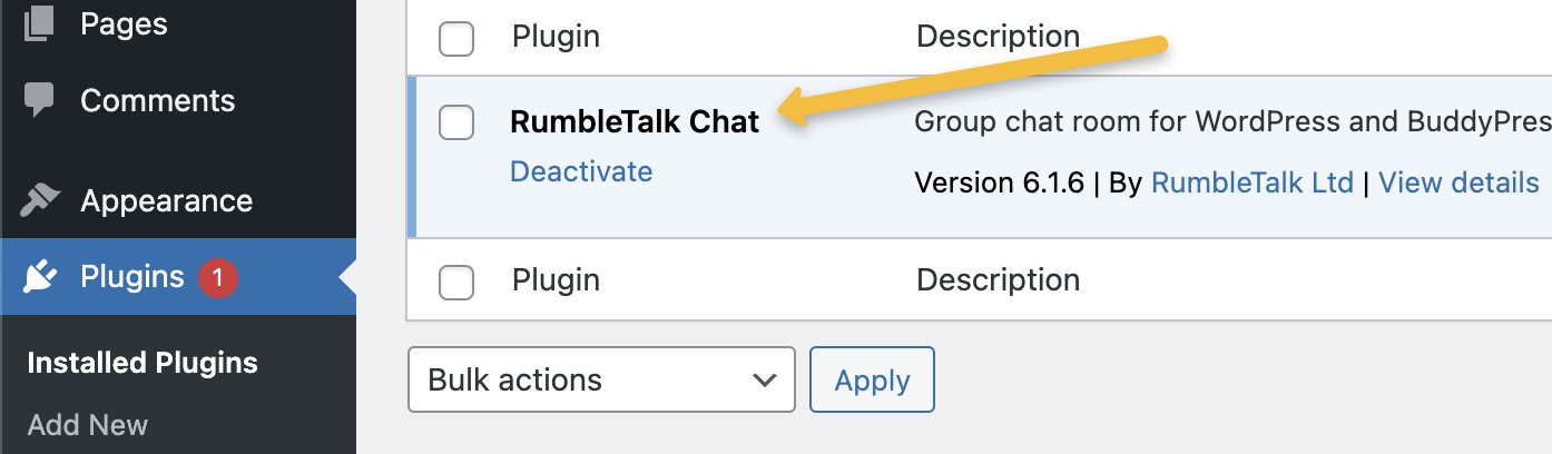 Activate your wordpress addon plugin to enable your group chat